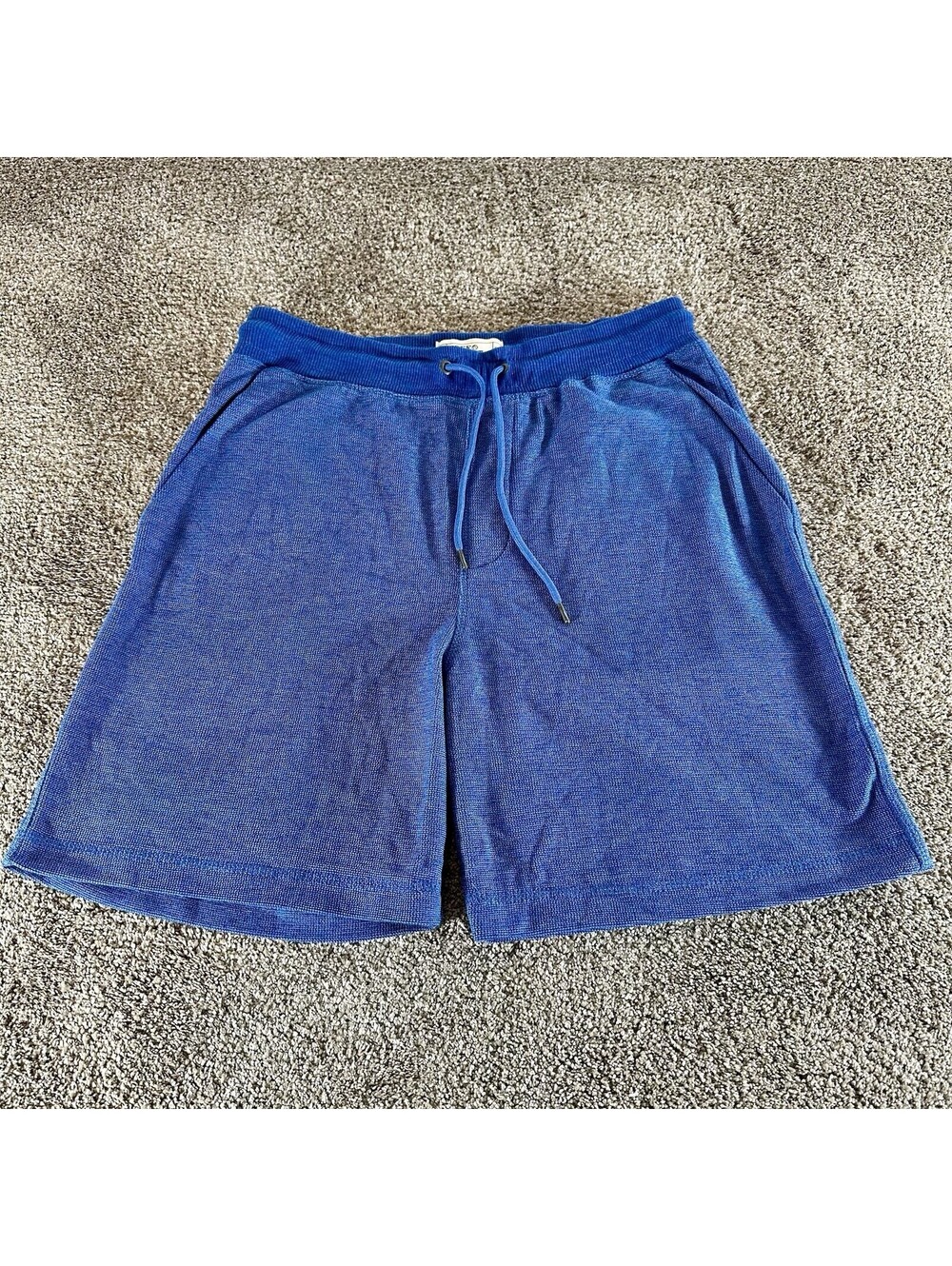 Free Planet Mens Shorts Sz S Blue Knit Outdoors Drawstring Waist Pockets Gym
